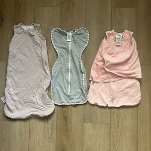 Baby Girl Sleep Sacks in Pink and Gray Sz Small